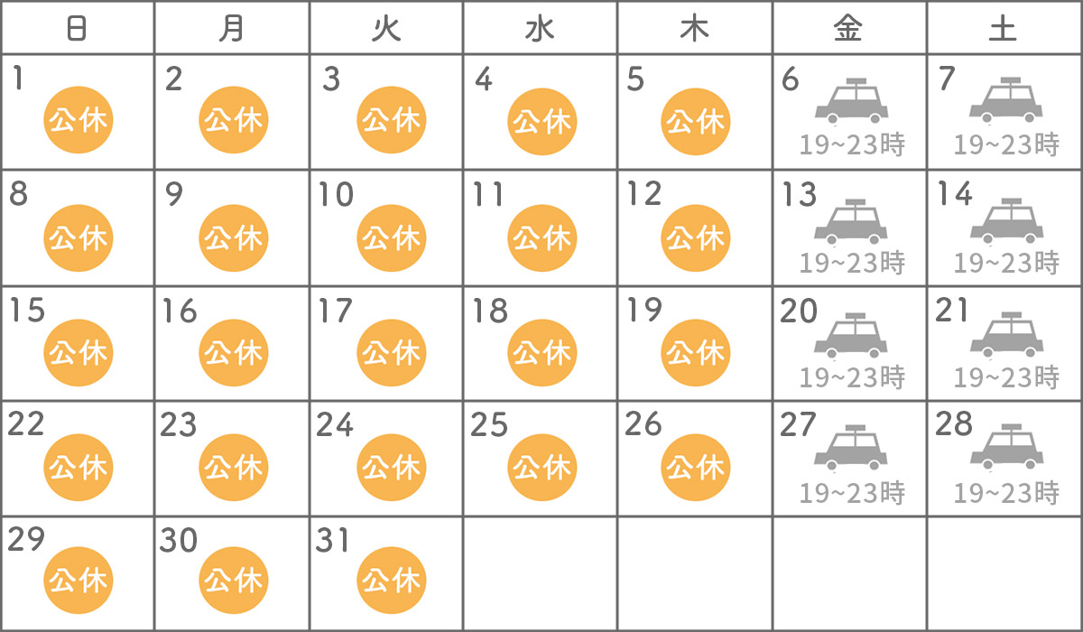 シフト表　週2日勤務