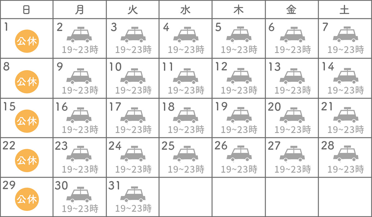 シフト表　短時間勤務